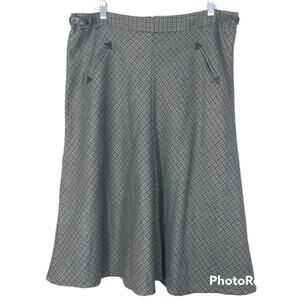 Gerard Darel Wool Knee Length Tan HoundsTooth Academia Skirt 46